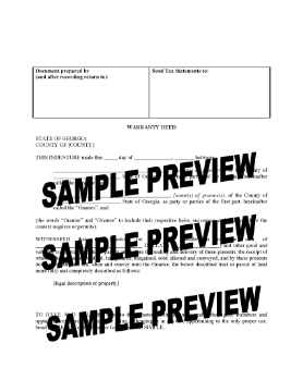 Show details for Georgia General Warranty Deed Form Picture of Georgia General Warranty Deed Form