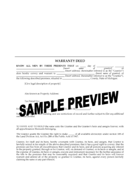 Michigan Warranty Deed Form Michigan Warranty Deed Form
