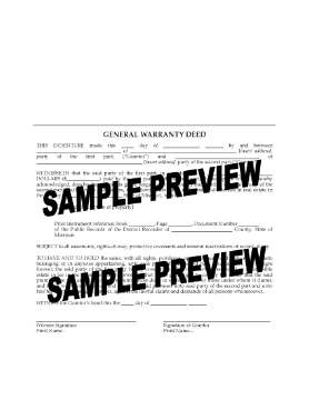 Show details for Missouri Warranty Deed Form Picture of Missouri Warranty Deed Form