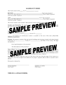 Show details for New Jersey Warranty Deed Form Picture of New Jersey Warranty Deed Form