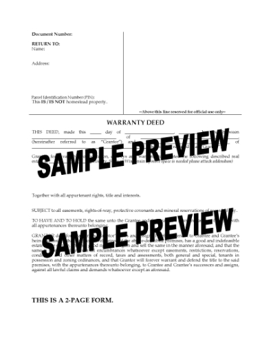 Picture of Wisconsin Warranty Deed Form