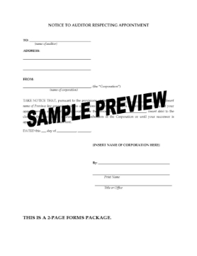 Canada Notices to appoint and remove auditors of a corporation Picture of Notices to Appoint and Remove Auditors | Canada