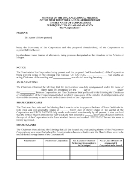 Canada Minutes of Organizational Meeting after amalgamation Canada Minutes of Organizational Meeting after amalgamation