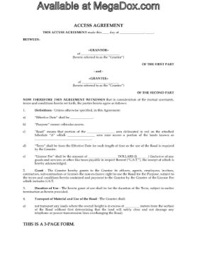 Canada Road Use Access Agreement Canada Road Use Access Agreement