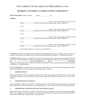 Alberta Working Interest Clarification Agreement Alberta Working Interest Clarification Agreement