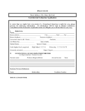 Show details for USA Franchisee Evaluation and Application Form Picture of USA Franchisee Evaluation and Application Form