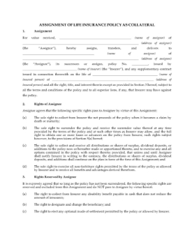Assignment of Life Insurance Policy as Collateral Assignment of Life Insurance Policy as Collateral