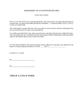 Assignment of Accounts Receivable Forms Assignment of Accounts Receivable Forms