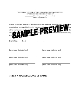 Canada Waiver of Notice Forms for Directors Meetings Canada Waiver of Notice Forms for Directors Meetings