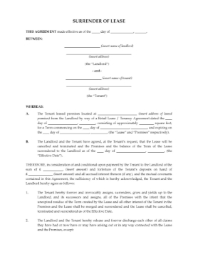 UK Surrender of Business Lease UK Surrender of Business Lease