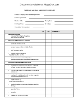 Alberta Checklist for oil and gas purchase and sale agreement Picture of Alberta Checklist for Oil and Gas Purchase and Sale Agreement