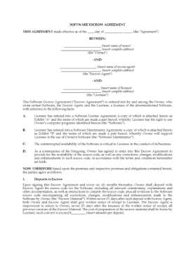 Canada Software Escrow Agreement Canada Software Escrow Agreement