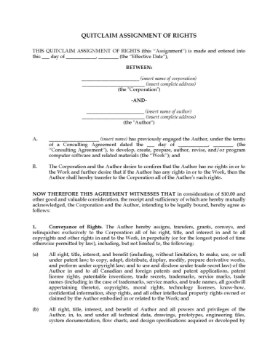 Show details for Quitclaim Assignment of Rights | Canada Picture of Quitclaim Assignment of Rights | Canada