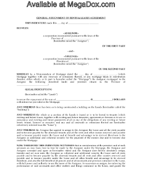 Show details for General Assignment of Rents and Leases | Canada Picture of General Assignment of Rents and Leases | Canada