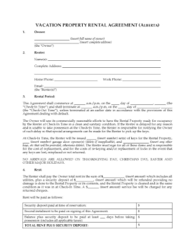 Alberta Vacation Property Short-Term Rental Agreement Alberta Vacation Property Short-Term Rental Agreement