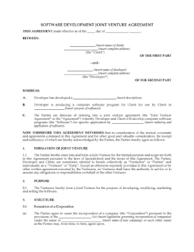 Canada Software Development Joint Venture Agreement Canada Software Development Joint Venture Agreement