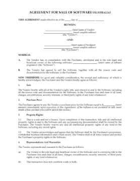 Australia Sale Agreement for Interest in Software Australia Sale Agreement for Interest in Software