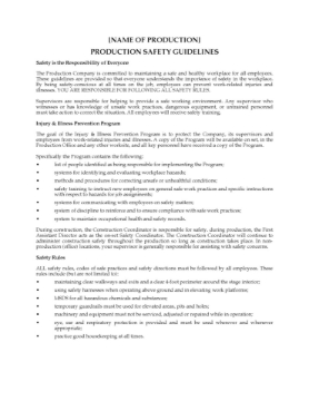 Film Production Safety Guidelines Film Production Safety Guidelines