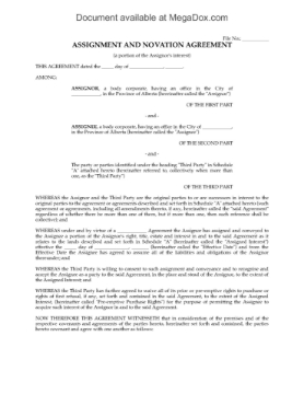 Alberta Partial Assignment and Novation Agreement Picture of Alberta Partial Assignment and Novation Agreement