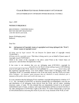USA Cease and Desist Letter re Copyright Infringement USA Cease and Desist Letter re Copyright Infringement