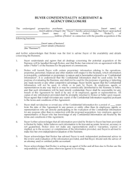 Confidentiality & Disclosure Agreement for Business Brokers Confidentiality & Disclosure Agreement for Business Brokers