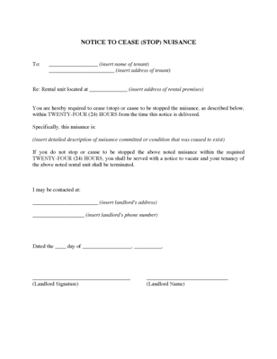 Picture of Hawaii Notice to Tenant to Cease (Stop) Nuisance