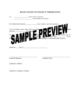 Texas 30 Day Notice to Tenant of Tenancy Termination Texas 30 Day Notice to Tenant of Tenancy Termination