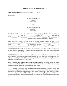USA Party Wall Agreement USA Party Wall Agreement