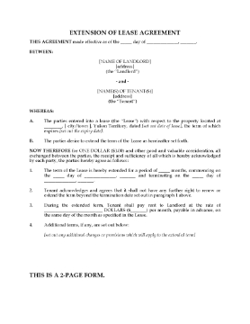 Show details for Yukon Extension of Residential Lease Picture of Yukon Extension of Residential Lease