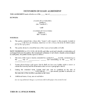 Show details for Arkansas Extension of Residential Lease Picture of Arkansas Extension of Residential Lease
