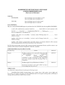 Show details for Ontario Condominium Resale Agreement Picture of Ontario Condominium Resale Agreement