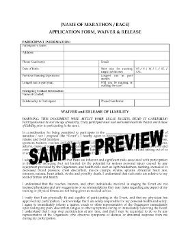 Show details for Marathon Application Form, Waiver and Release Picture of Marathon Application Form, Waiver and Release