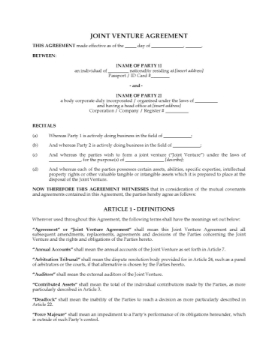 International Joint Venture Agreement International Joint Venture Agreement