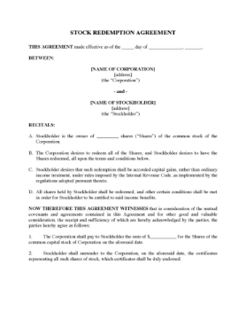 USA Short Form Stock Redemption Agreement USA Short Form Stock Redemption Agreement