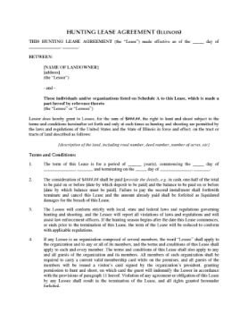Illinois Hunting Lease Agreement Illinois Hunting Lease Agreement