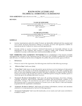 Show details for Canada Know-How License and Technical Assistance Agreement Picture of Canada Know-How License and Technical Assistance Agreement
