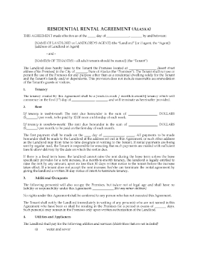 Show details for Alaska Rental Agreement for Residential Premises Picture of Alaska Rental Agreement for Residential Premises