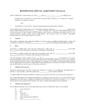 Show details for Florida Rental Agreement for Residential Premises Picture of Florida Rental Agreement for Residential Premises