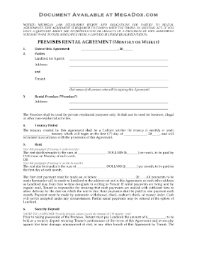 Show details for Michigan Rental Agreement (Monthly or Weekly) Picture of Michigan Rental Agreement (Monthly or Weekly)