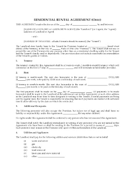 Show details for Ohio Rental Agreement for Residential Premises Picture of Ohio Rental Agreement for Residential Premises