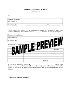 Show details for Washington Preliminary Lien Notice (Self Storage) Picture of Washington Preliminary Lien Notice (Self Storage)