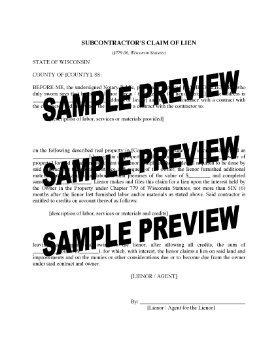 Show details for Wisconsin Subcontractor Claim of Lien Picture of Wisconsin Subcontractor Claim of Lien