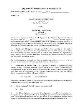 Show details for Equipment Maintenance Agreement | Australia Picture of Equipment Maintenance Agreement | Australia