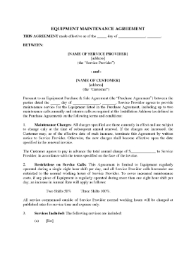 Show details for Equipment Maintenance Agreement | Canada Picture of Equipment Maintenance Agreement | Canada