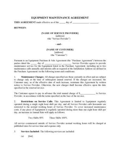 Picture of USA Equipment Maintenance Agreement