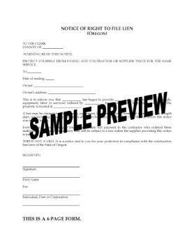 Oregon Notice of Right to File Lien Oregon Notice of Right to File Lien