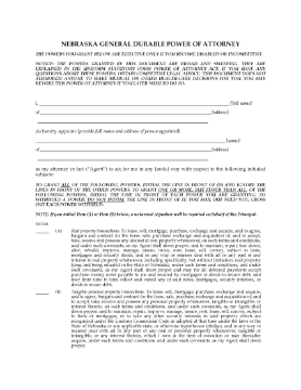 Show details for Nebraska General Durable Springing Power of Attorney Picture of Nebraska General Durable Springing Power of Attorney