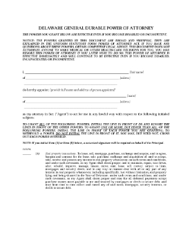 Show details for Delaware Immediate Power of Attorney Picture of Delaware Immediate Power of Attorney