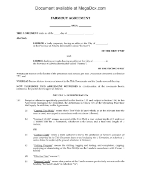 Alberta Farmout Agreement template Picture of Alberta Farmout Agreement