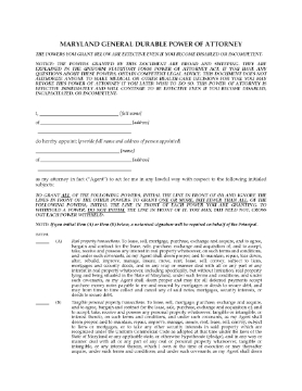 Show details for Maryland General Durable Immediate Power of Attorney Picture of Maryland General Durable Immediate Power of Attorney
